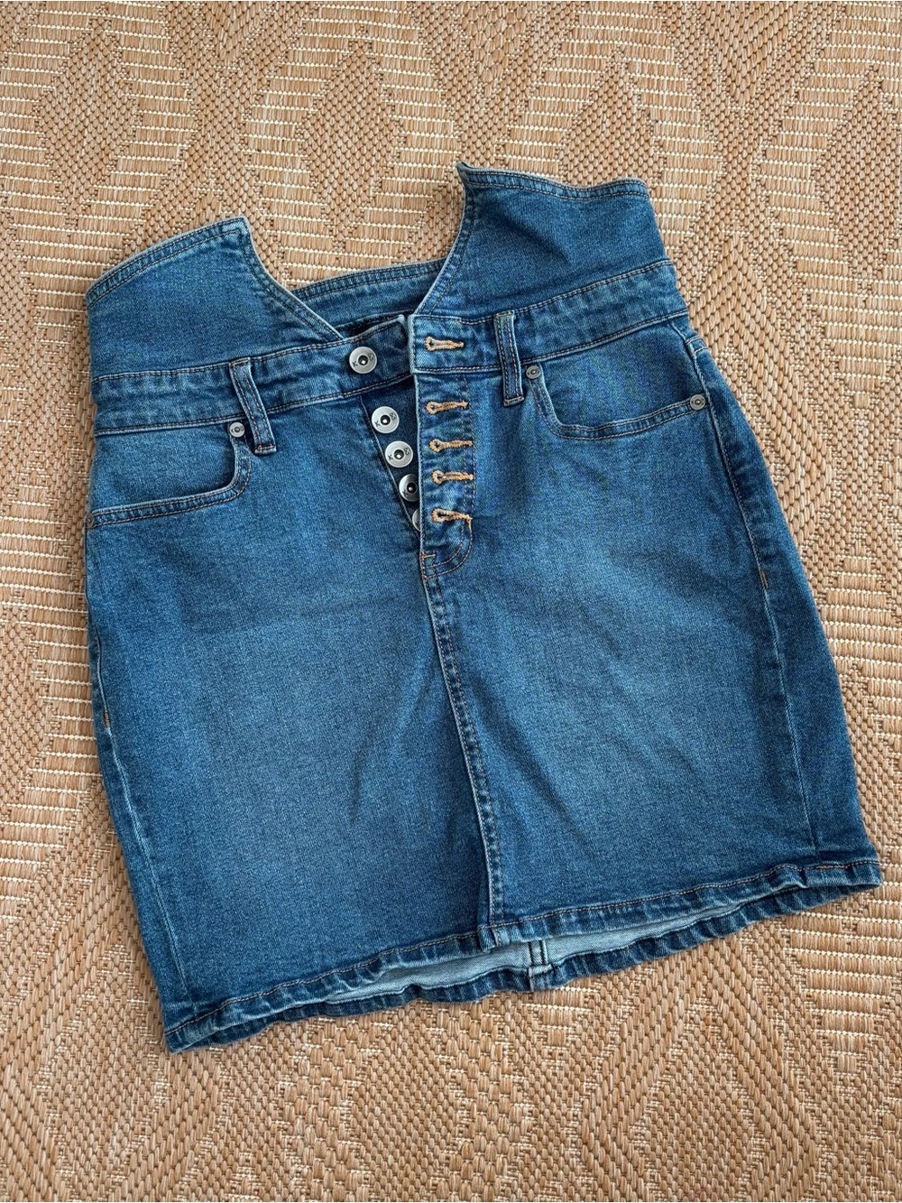 kendall & kylie blue high-rise denim skirt